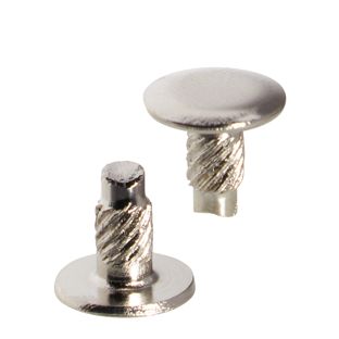 Têtes avec tige filetée pour vis de reliure, 8 mm, avec rallonge de 2 mm, nickelé 