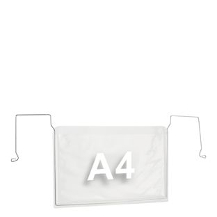 Pochettes à suspendre avec fil métallique A4, ouverture sur le côté large 