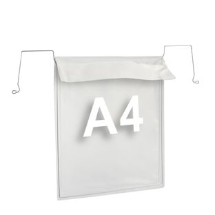 Pochettes à suspendre avec fil métallique A4, ouverture sur le côté étroit, avec rabat 