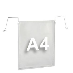 Pochettes à suspendre avec fil métallique A4, ouverture sur le côté étroit 