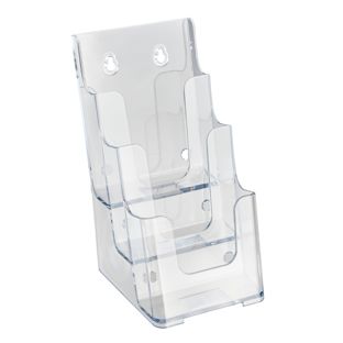Porte-brochures mural/sur pied, 3 compartiment, polystyrène, transparent PTXC 