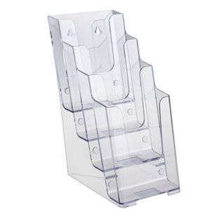 Porte-brochures mural/sur pied, 4 compartiment, polystyrène, transparent PTXC 