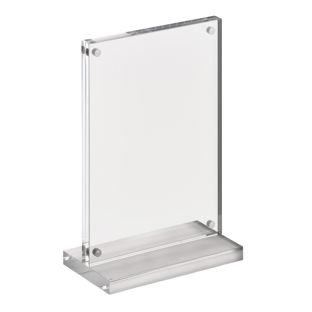 Présentoir de table magnétique en T avec base transparente mate 