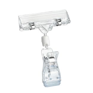 Clip porte-étiquette avec grande pince et porte-prix,  transparent 