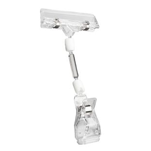 Clip porte-étiquette avec grande pince et porte-prix, 5 cm d'extension, transparent 5 cm d'extension 