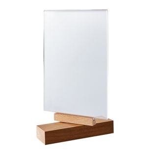 Présentoir de table pivotant en acrylique, avec pied en bois A5 