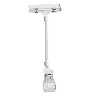 Pince porte-étiquette avec grande pince et porte-étiquette de prix, extension de 10 cm, transparent null