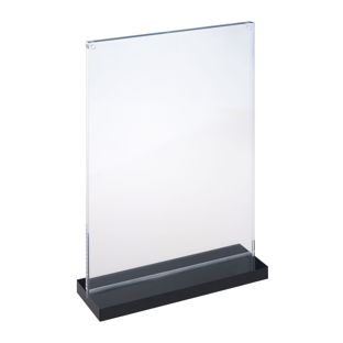Présentoir magnétique en forme de T avec pied noir portrait | A5 - 148 x 210 mm