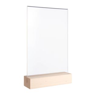 Présentoir de table MODUL, pochette en verre acrylique avec pied en bois null | null | A5