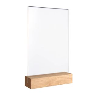 Présentoir de table MODUL, pochette en verre acrylique avec pied en bois null | null | A5