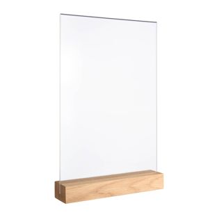 Présentoir de table MODUL, pochette en verre acrylique avec pied en bois null | null | A4