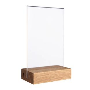 Présentoir de table MODUL, pochette en verre acrylique avec pied en bois null | null | A6