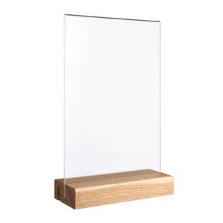 Présentoir de table MODUL, pochette en verre acrylique avec pied en bois null | null | A5