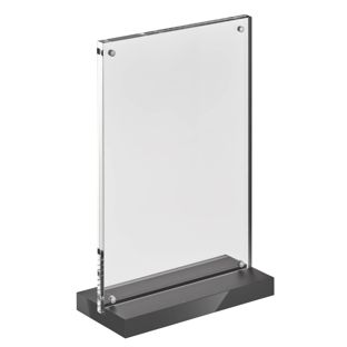 Présentoir de table magnétique en T avec base noire mate portrait | A5