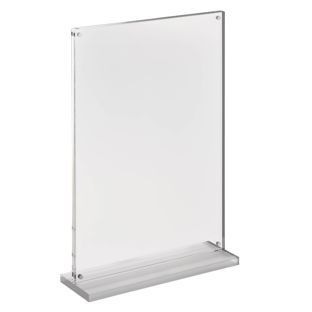 Présentoir de table magnétique en T avec base transparente mate portrait | A4