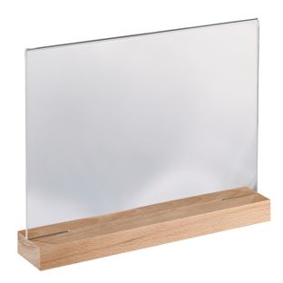 Présentoir en acrylique avec pied en bois format paysage | null | A4