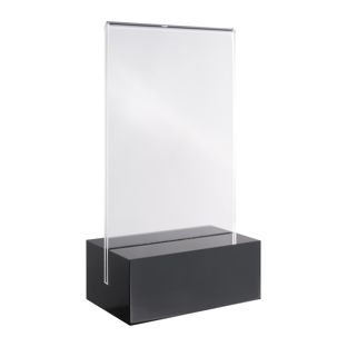 Présentoir de table MODUL, pochette en acrylique avec socle en acrylique A7  | noir|transparent  | brillant 