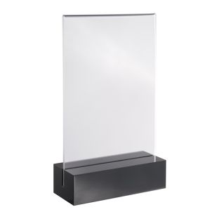 Présentoir de table MODUL, pochette en acrylique avec socle en acrylique A6  | noir|transparent  | brillant 