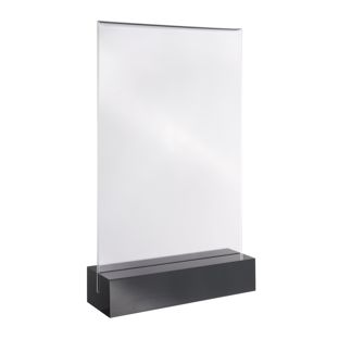 Présentoir de table MODUL, pochette en acrylique avec socle en acrylique A5  | noir|transparent  | brillant 