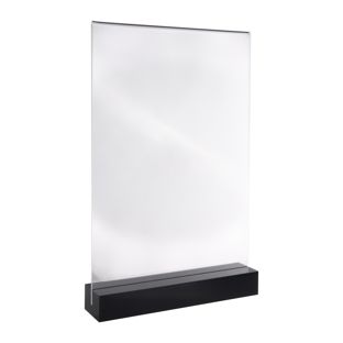 Présentoir de table MODUL, pochette en acrylique avec socle en acrylique A4  | noir|transparent  | brillant 