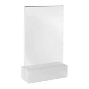 Présentoir de table MODUL, pochette en acrylique avec socle en acrylique A6  | transparent  | mat 