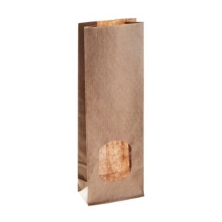 Sachet à fond plat en kraft avec fenêtre 55 x 30 x 175 mm