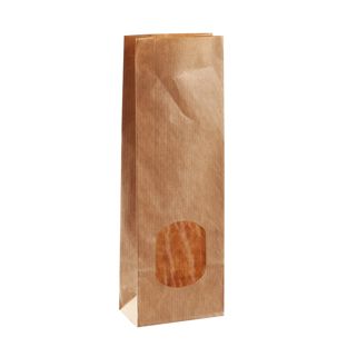 Sachet à fond plat en kraft avec fenêtre 80 x 50 x 250 mm