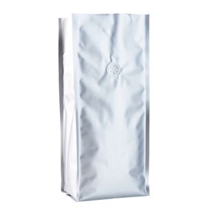 Sac à café avec valve de protection d'arômes, argent 375 x 140 mm