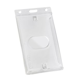 Porte-badges en plastique dur, renfoncement pour le pouce, mates, portrait grand côté 