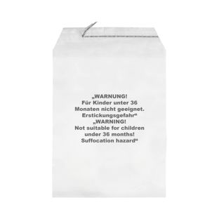 Sachets à rabat adhésif avec avertissement imprimé, refermable, film PP, transparent 