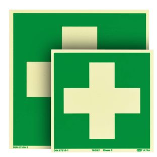 Panneau Premiers secours, photoluminescent, plastique, ISO 7010 