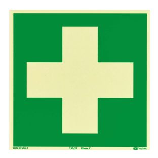 Panneau Premiers secours, photoluminescent, plastique, ISO 7010 200 x 200 mm