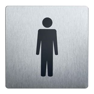 Panneaux d'information, acier inoxydable, 90 x 90 mm Messieurs 