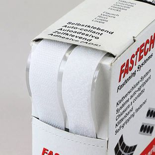 SET de bande auto agripante en boîte distributrice, 20 mm, 5 m, autocollant, blanc 