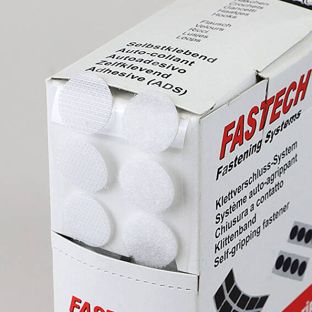 Pastilles auto-agrippantes en boîte distributrice, 230 sets, 20 mm, adhésives blanc  | Diamètre : 20 mm 