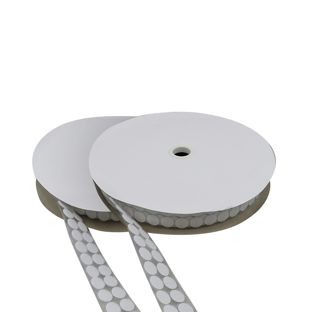 Pastilles auto-agrippantes en rouleau, Set - Crochet & Boucle  | 16 mm | blanc 