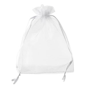 Sachets en organza avec fermeture à bande de satin blanc  | 75 x 100 mm 