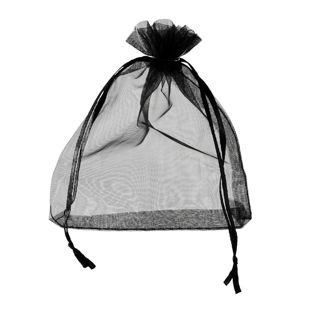 Sachets en organza avec fermeture à bande de satin noir  | 90 x 120 mm 