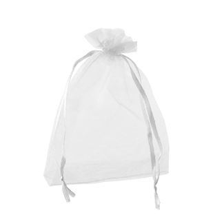Sachets en organza avec fermeture à bande de satin blanc  | 100 x 150 mm 
