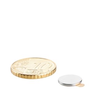 Aimants néodymes en forme de disque, auto-adhésif, surface adhésive au pôle nord, 10 mm x 1 mm, N35 