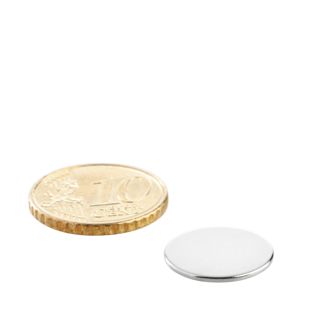 Aimants néodymes en forme de disque 15 mm x 1 mm   | N35, axial (parallèle à la hauteur) 