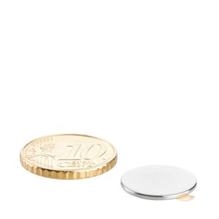 Aimants néodymes en forme de disque, auto-adhésif 15 mm x 1 mm  | argent  | 3M 467 