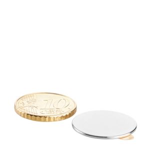 Aimants néodymes en forme de disque, auto-adhésif 18 mm x 1 mm  | argent  | 3M 467 