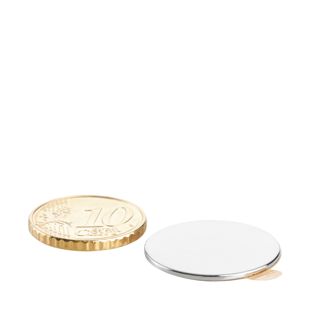 Aimants néodymes en forme de disque, auto-adhésif null | 22 mm x 1 mm | null