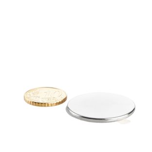 Aimants néodymes en forme de disque, auto-adhésif 30 mm x 2 mm  | argent  | 3M 4920  