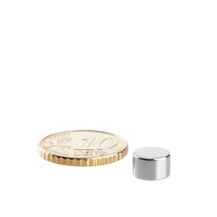 Aimants néodymes en forme de disque 8 mm x 5 mm   | N45, axial (parallèle à la hauteur) 