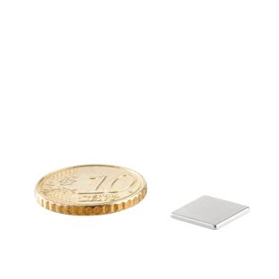Aimants carrés néodyme, nickelé 10 x 10 mm  | 1 mm