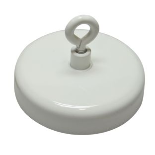 Aimant avec œillet en ferrite, tient environ 61 kg, diamètre de 80 mm, blanc 