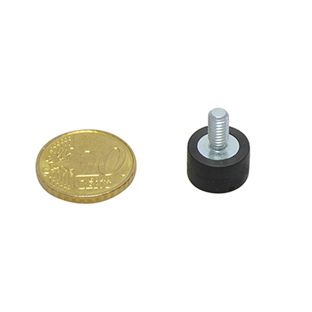 Aimants caoutchoutés avec filetage noir  | 12 mm | M4x8 mm 