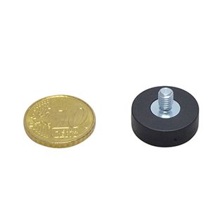 Aimants caoutchoutés avec filetage noir  | 18 mm | M4x6 mm 